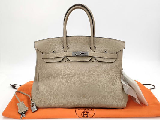HERMES Birkin 35 □J Greige Handbag