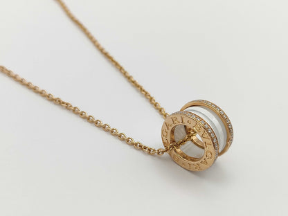 BVLGARI B.zero1 White Ceramic Diamond Necklace, PG AU750, 12.2g 