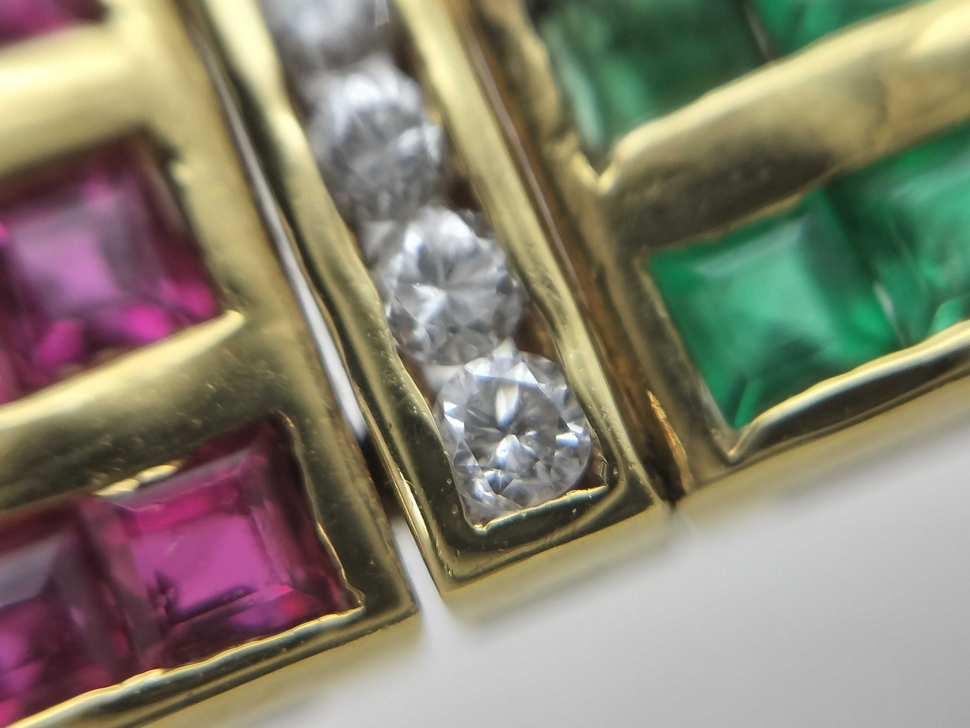 Ruby, Sapphire, Emerald, and Diamond 18K Gold Bracelet/Bangle, 31.3g 