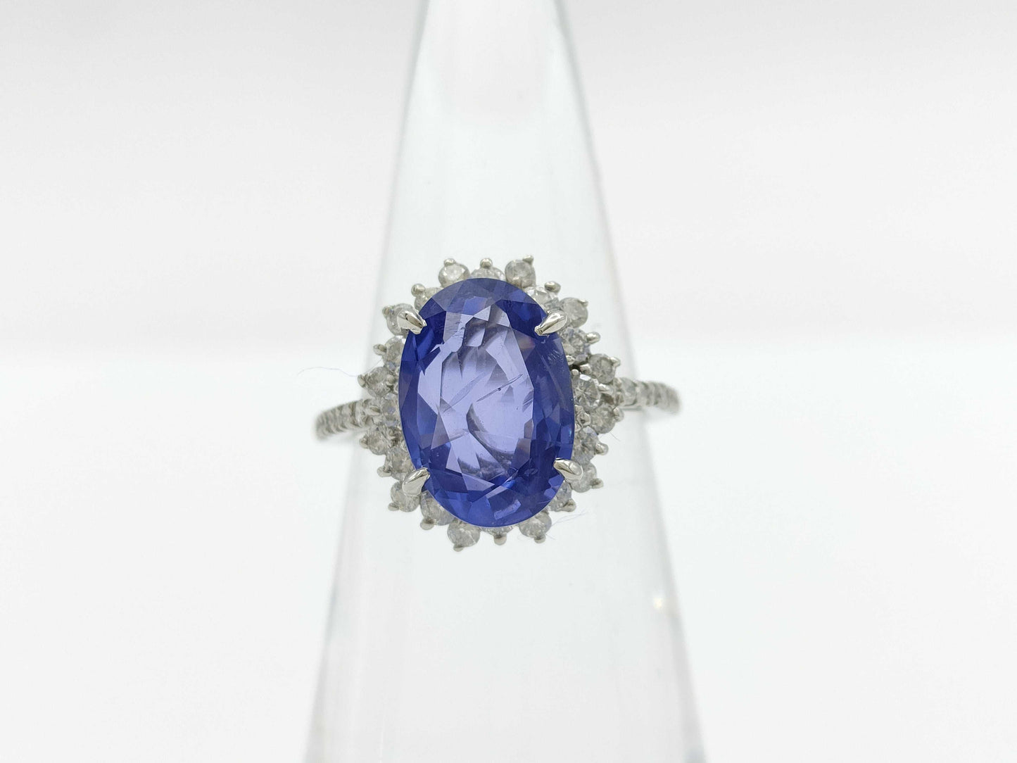 Unheated Color Change Sapphire 3.81ct D0.65ct PT900 5.4g Ring 