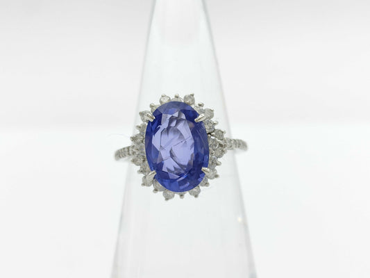 Unheated Color Change Sapphire 3.81ct D0.65ct PT900 5.4g Ring 