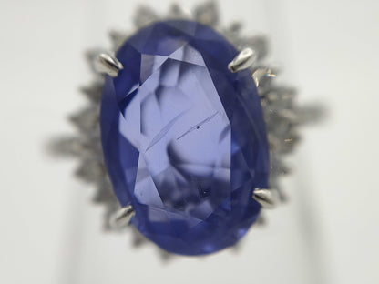Unheated Color Change Sapphire 3.81ct D0.65ct PT900 5.4g Ring 