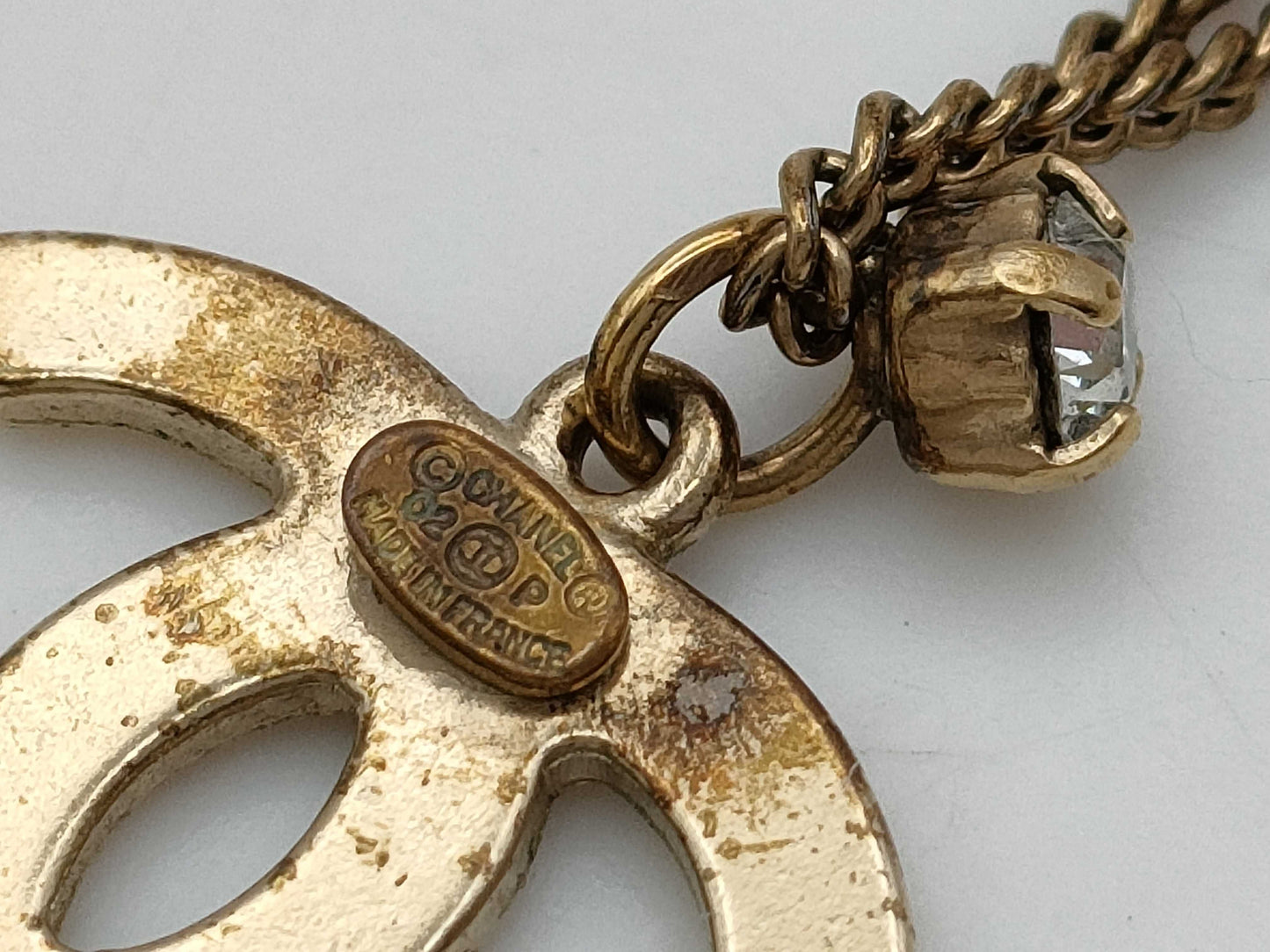 CHANEL 02P Coco Mark Necklace Rhinestone Necklace