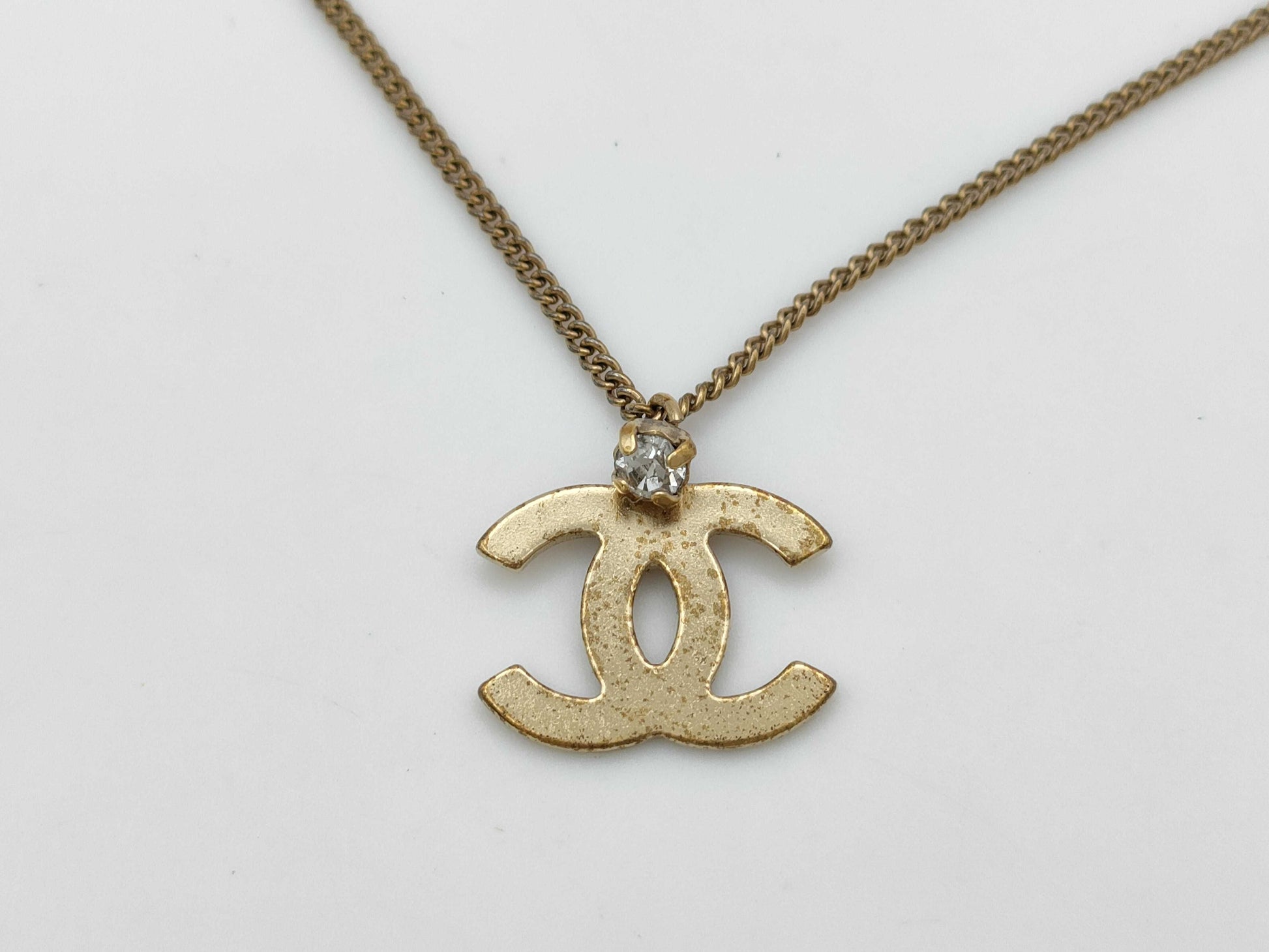 CHANEL 02P Coco Mark Necklace Rhinestone Necklace
