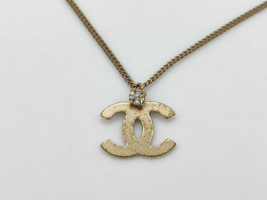 CHANEL 02P Coco Mark Necklace Rhinestone Necklace