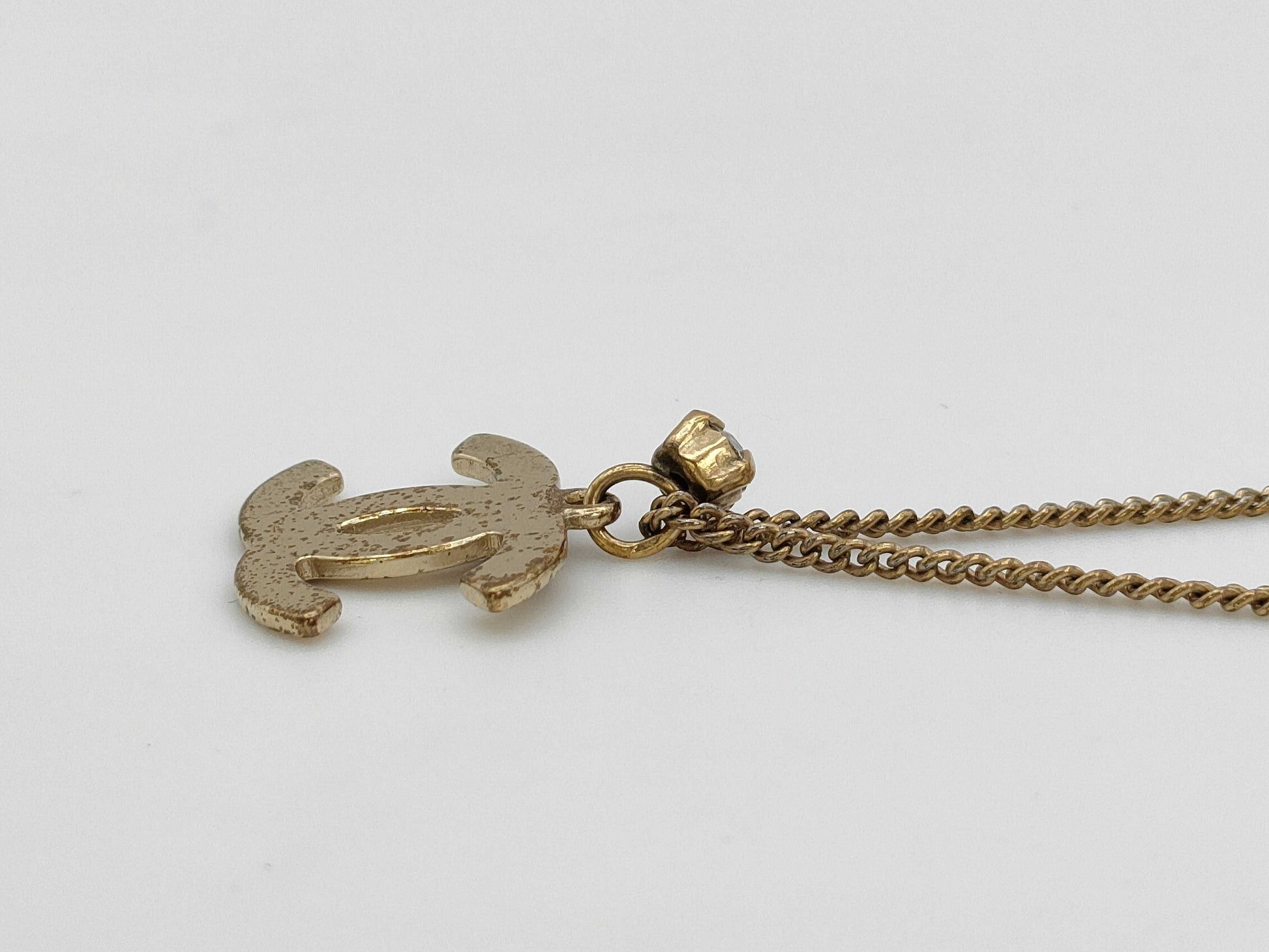CHANEL 02P Coco Mark Necklace Rhinestone Necklace