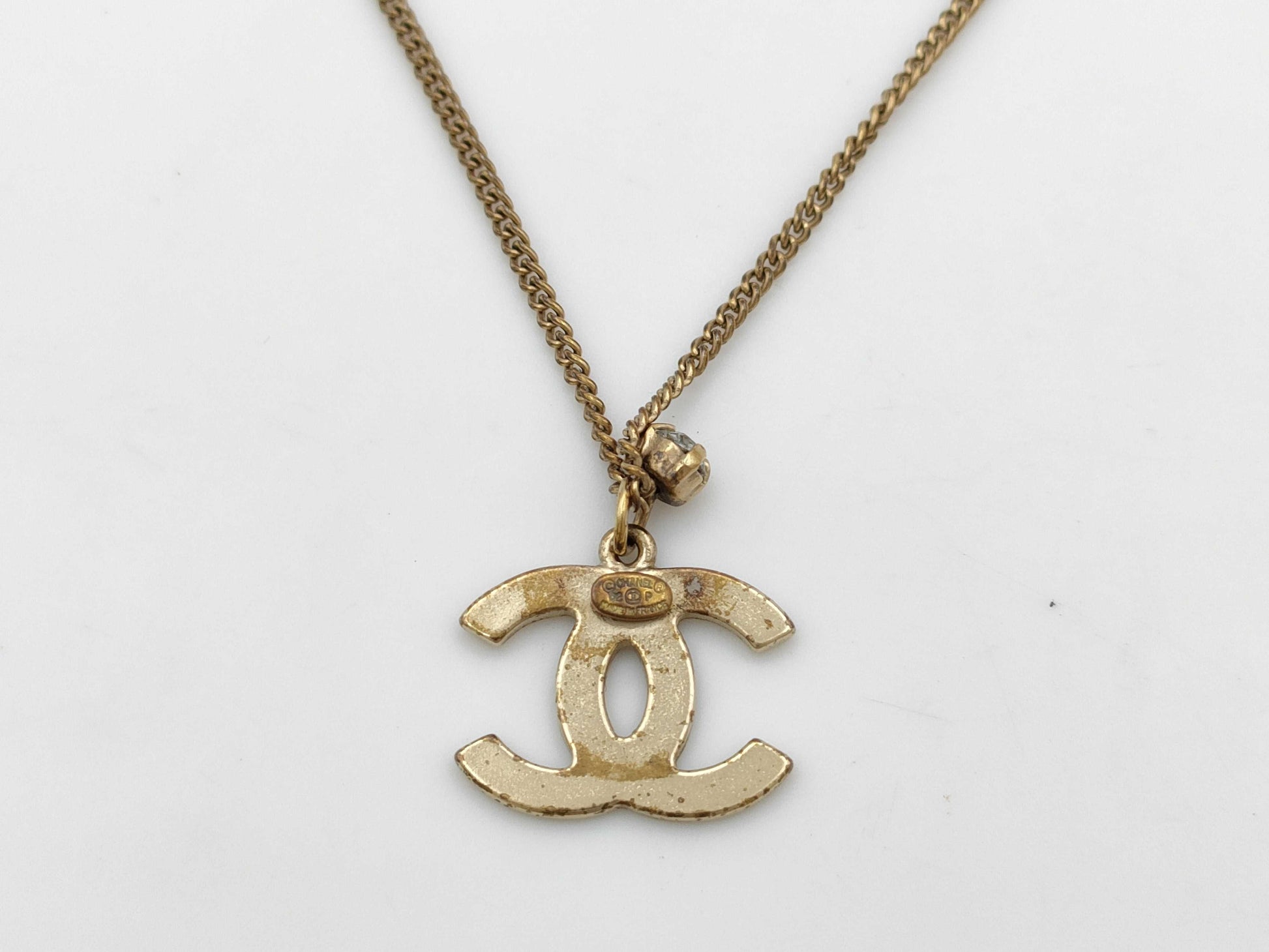 CHANEL 02P Coco Mark Necklace Rhinestone Necklace