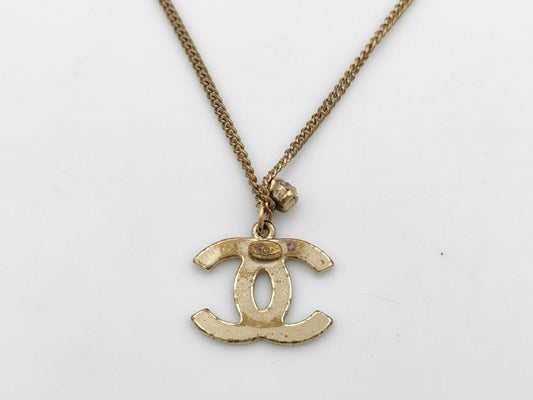 CHANEL 02P Coco Mark Necklace Rhinestone Necklace