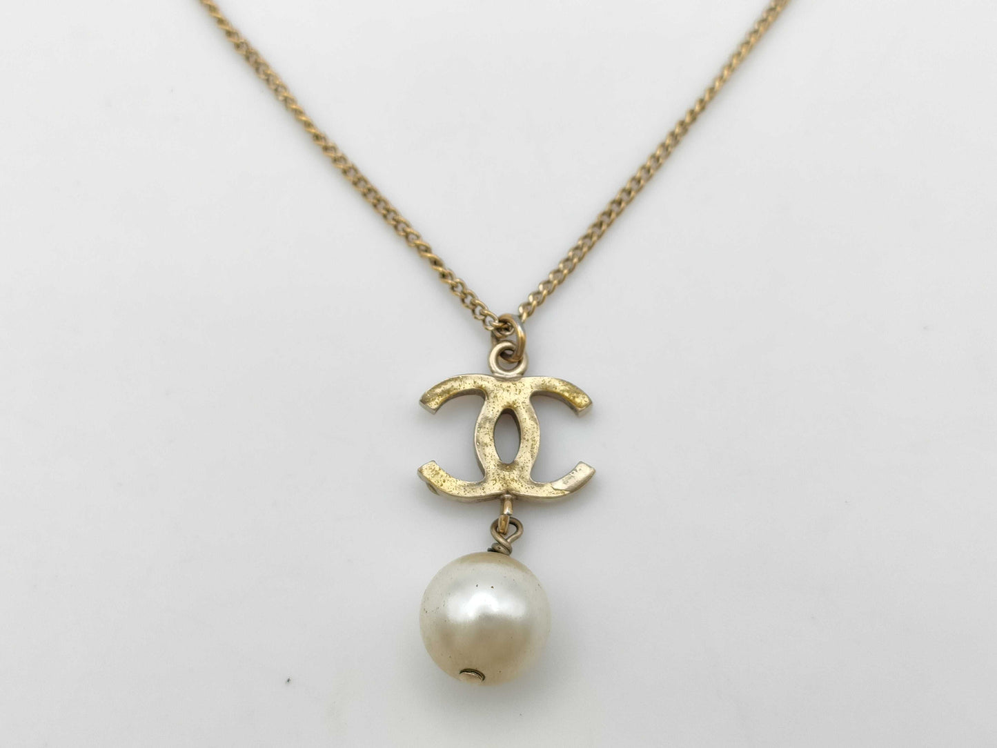CHANEL B14P Coco Mark Pearl Necklace Necklace