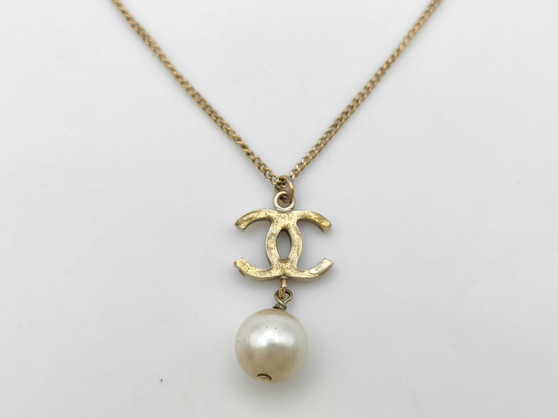 CHANEL B14P Coco Mark Pearl Necklace Necklace