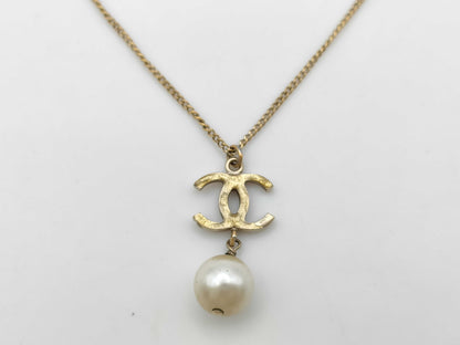 CHANEL B14P Coco Mark Pearl Necklace Necklace