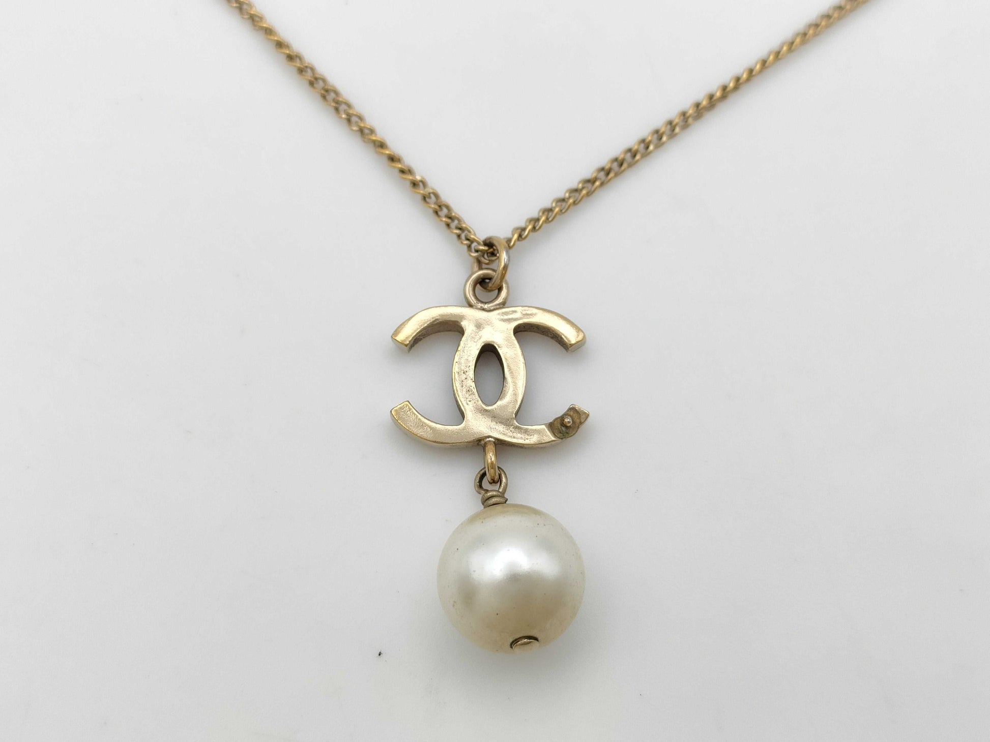 CHANEL B14P Coco Mark Pearl Necklace Necklace