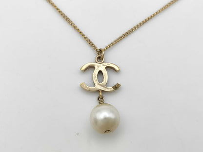 CHANEL B14P Coco Mark Pearl Necklace Necklace