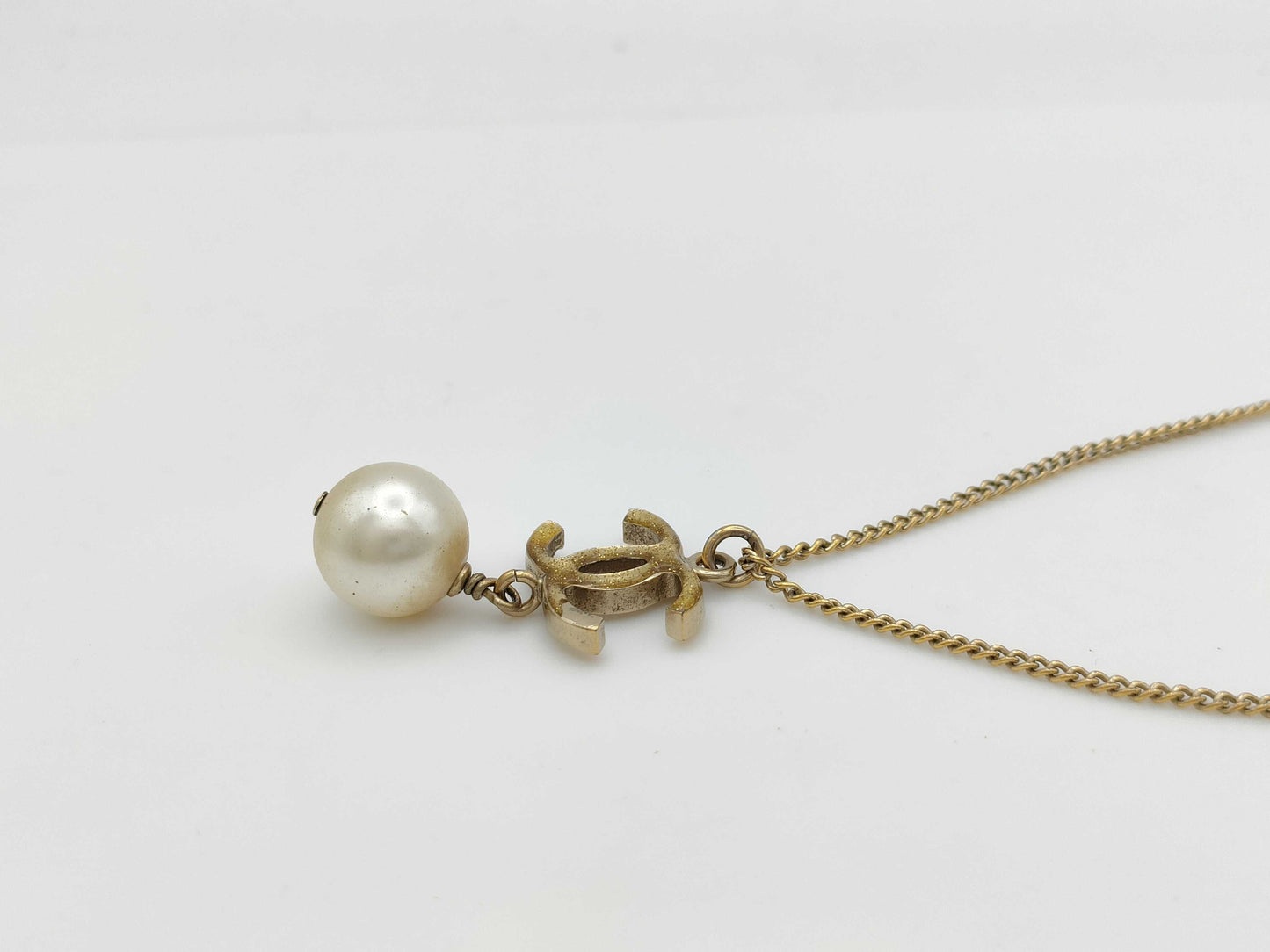 CHANEL B14P Coco Mark Pearl Necklace Necklace