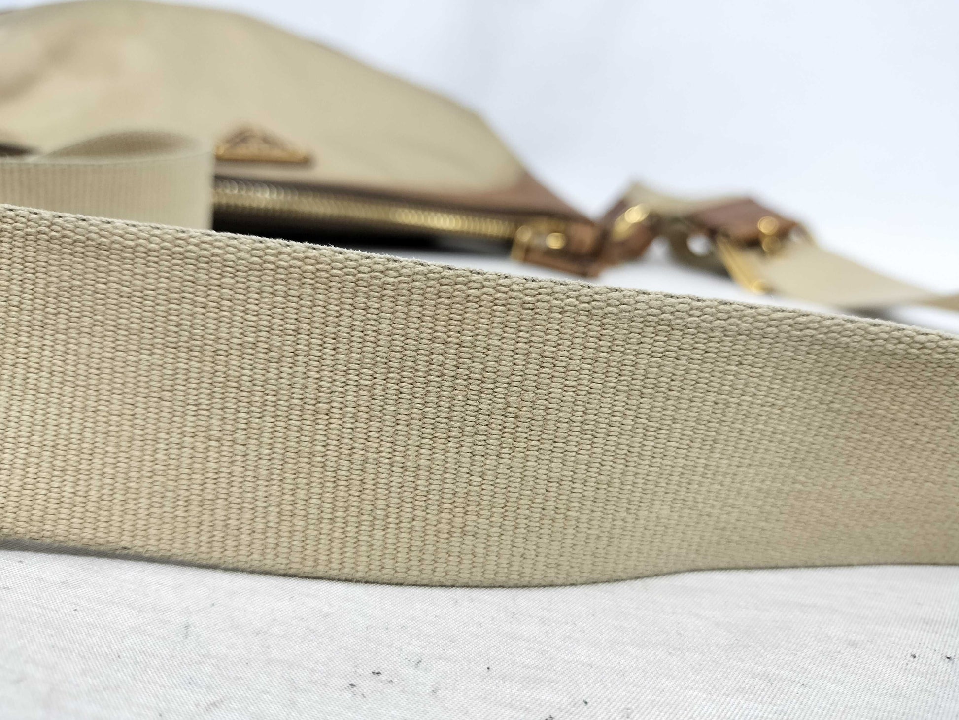 PRADA nylon and leather shoulder bag with white tag