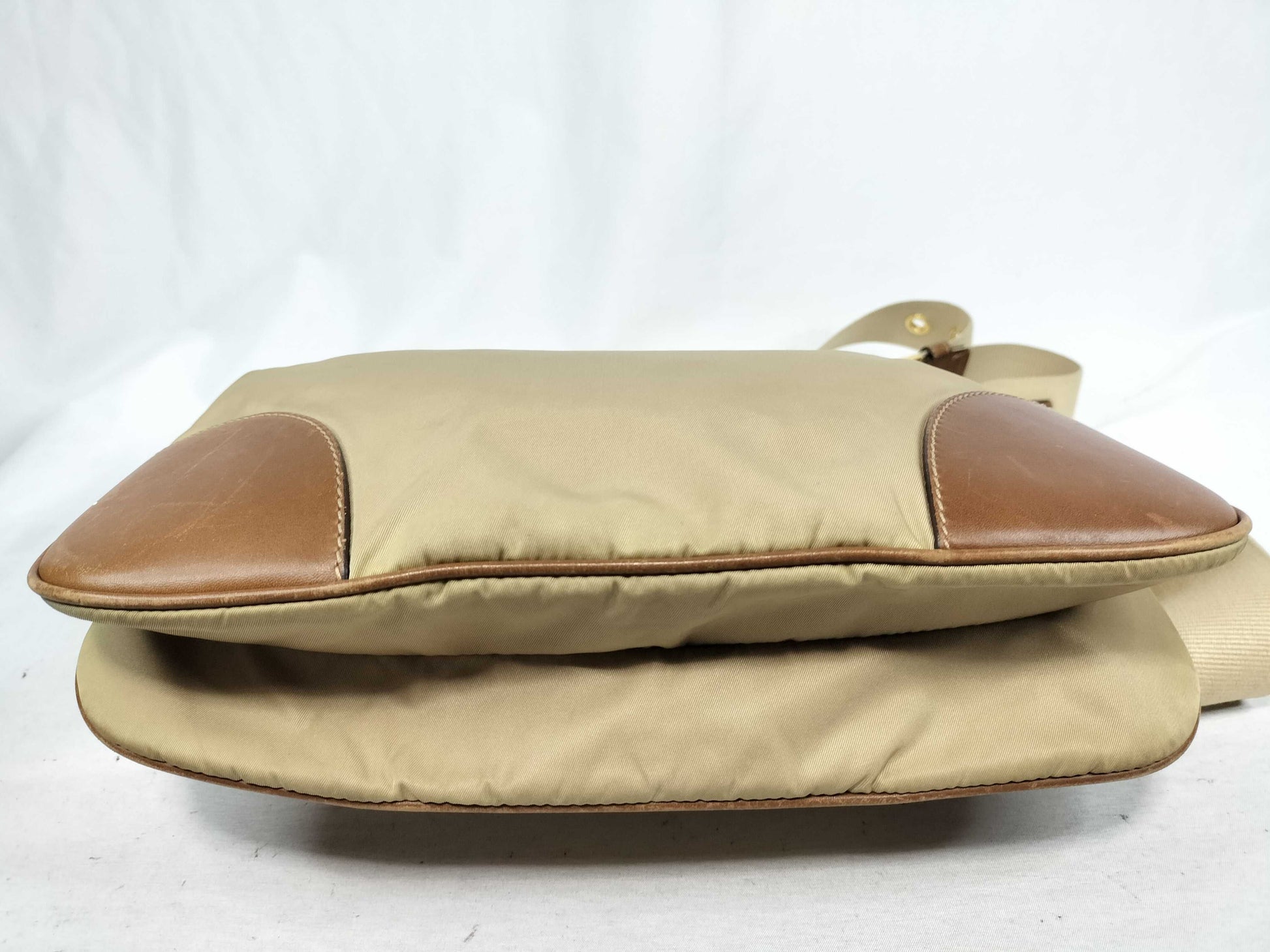 PRADA nylon and leather shoulder bag with white tag