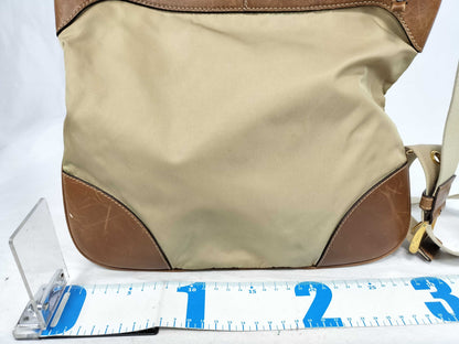 PRADA nylon and leather shoulder bag with white tag