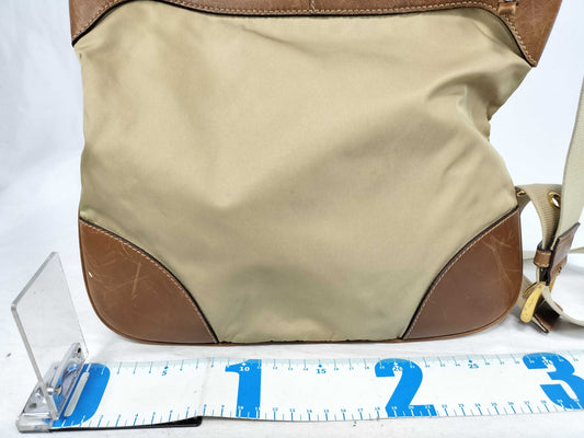 PRADA nylon and leather shoulder bag with white tag