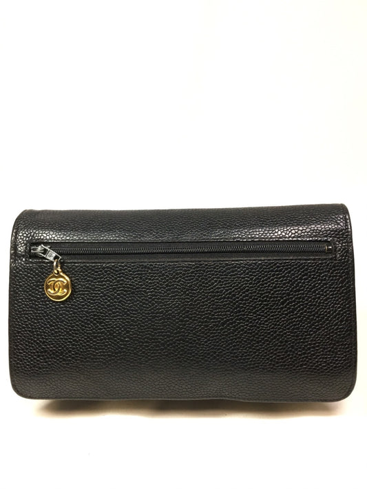 CHANEL Caviar Skin Long Wallet Pouch Wallet