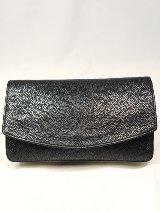 CHANEL Caviar Skin Long Wallet Pouch Wallet