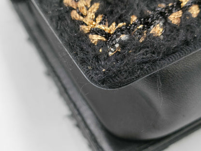 CHANEL Boy Chanel 25 Grained Calfskin Shoulder Bag with Gold Hardware and Black Chain, Card and Seal, No. 23, A67086