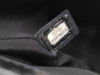 CHANEL Boy Chanel 25 Grained Calfskin Shoulder Bag with Gold Hardware and Black Chain, Card and Seal, No. 23, A67086