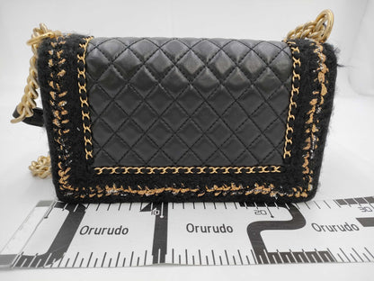 CHANEL Boy Chanel 25 Grained Calfskin Shoulder Bag with Gold Hardware and Black Chain, Card and Seal, No. 23, A67086