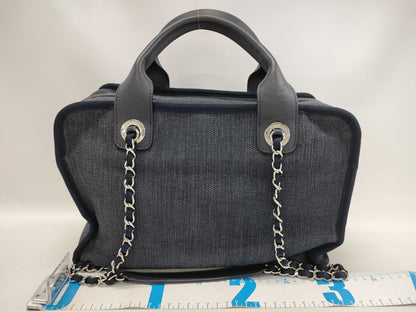 CHANEL Deauville Denim Bowling Shoulder Bag