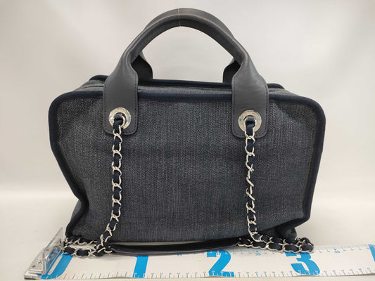 CHANEL Deauville Denim Bowling Shoulder Bag