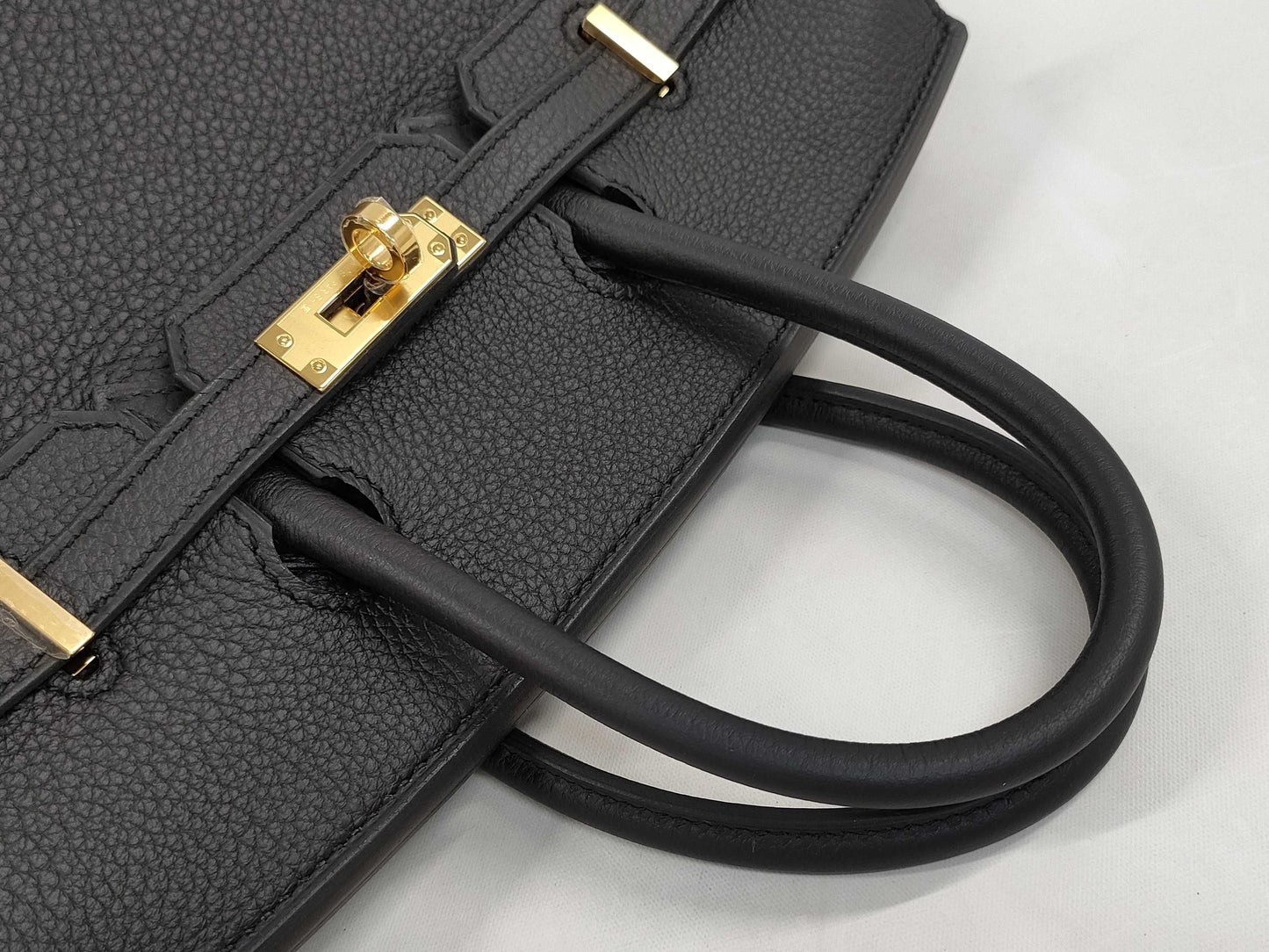 HERMES Birkin 25 Black Togo Gold Hardware K Stamp Handbag