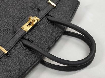 HERMES Birkin 25 Black Togo Gold Hardware K Stamp Handbag