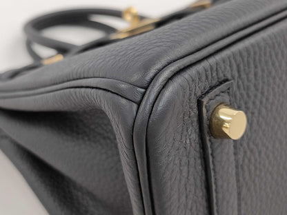 HERMES Birkin 25 Black Togo Gold Hardware K Stamp Handbag