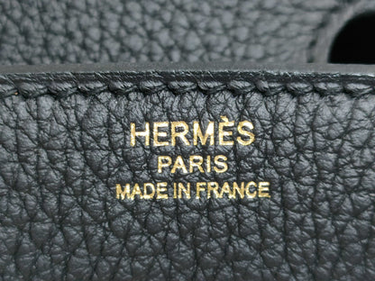 HERMES Birkin 25 Black Togo Gold Hardware K Stamp Handbag