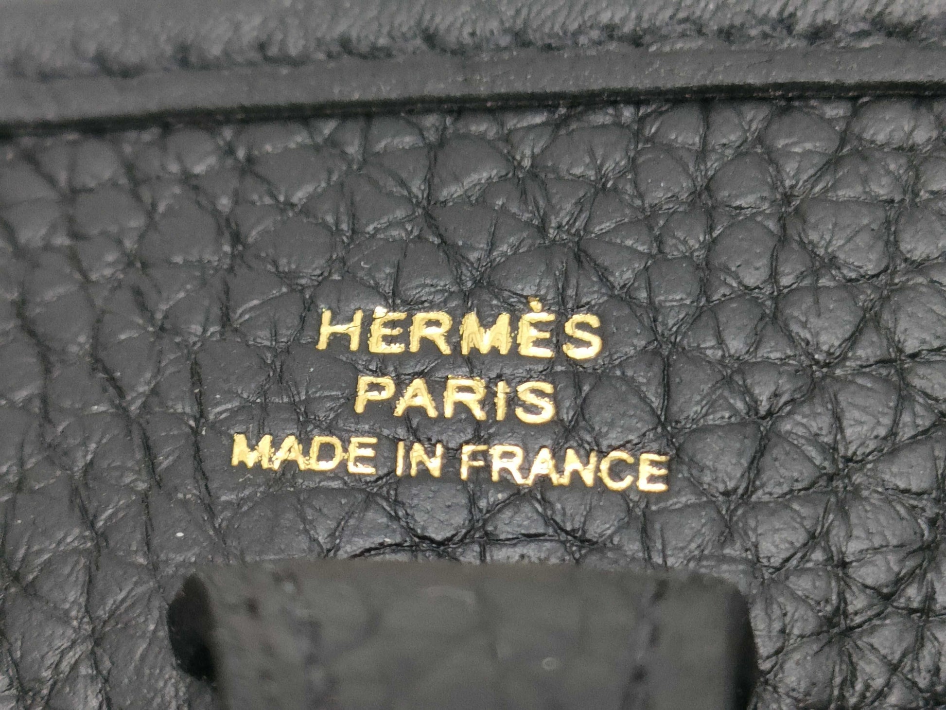 HERMES Evelyn TPM Black Taurillon Clemence Leather Handbag with Gold Hardware, Double Stamp