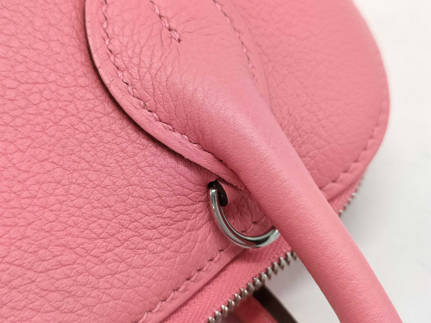 HERMES Bolide 1923 Mini Rose Azalee Evercolor Handbag with Silver Hardware and K Stamp