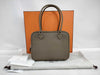 HERMES Plume Mini Etoupe Chevre Mysore Handbag with Silver Hardware and K Stamp