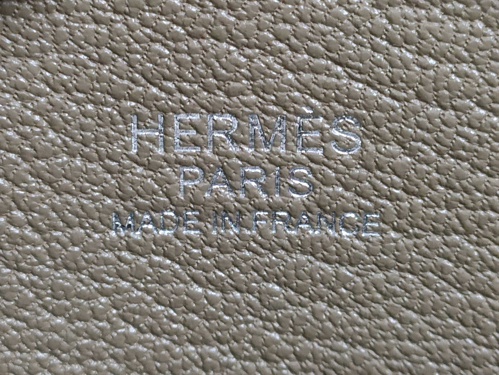 HERMES Plume Mini Etoupe Chevre Mysore Handbag with Silver Hardware and K Stamp