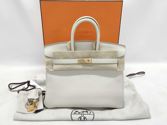 HERMES Birkin 25 Cle Togo Gold Hardware W Stamp Handbag