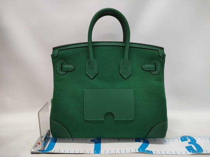 HERMES Birkin 25 Cargo Vertigo Toile H Leather Handbag with Silver Hardware and K Stamp