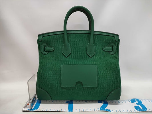 HERMES Birkin 25 Cargo Vertigo Toile H Leather Handbag with Silver Hardware and K Stamp