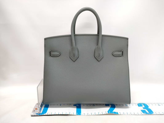 HERMES Birkin 25 Sellier Vert Amande Epsom Silver Hardware K Stamp Handbag
