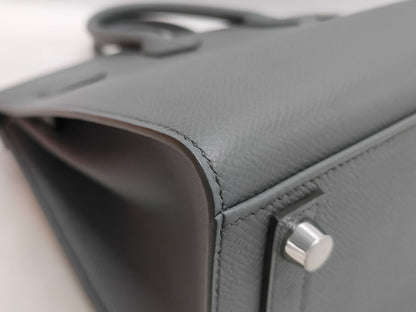 HERMES Birkin 25 Sellier Vert Amande Epsom Silver Hardware K Stamp Handbag