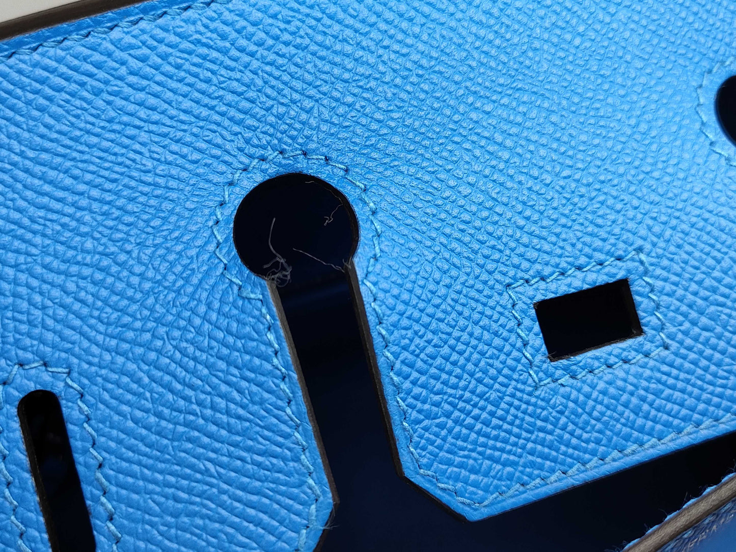 HERMES Birkin 25 Serie Bleu Hydra Epson Silver Hardware K Stamp Handbag