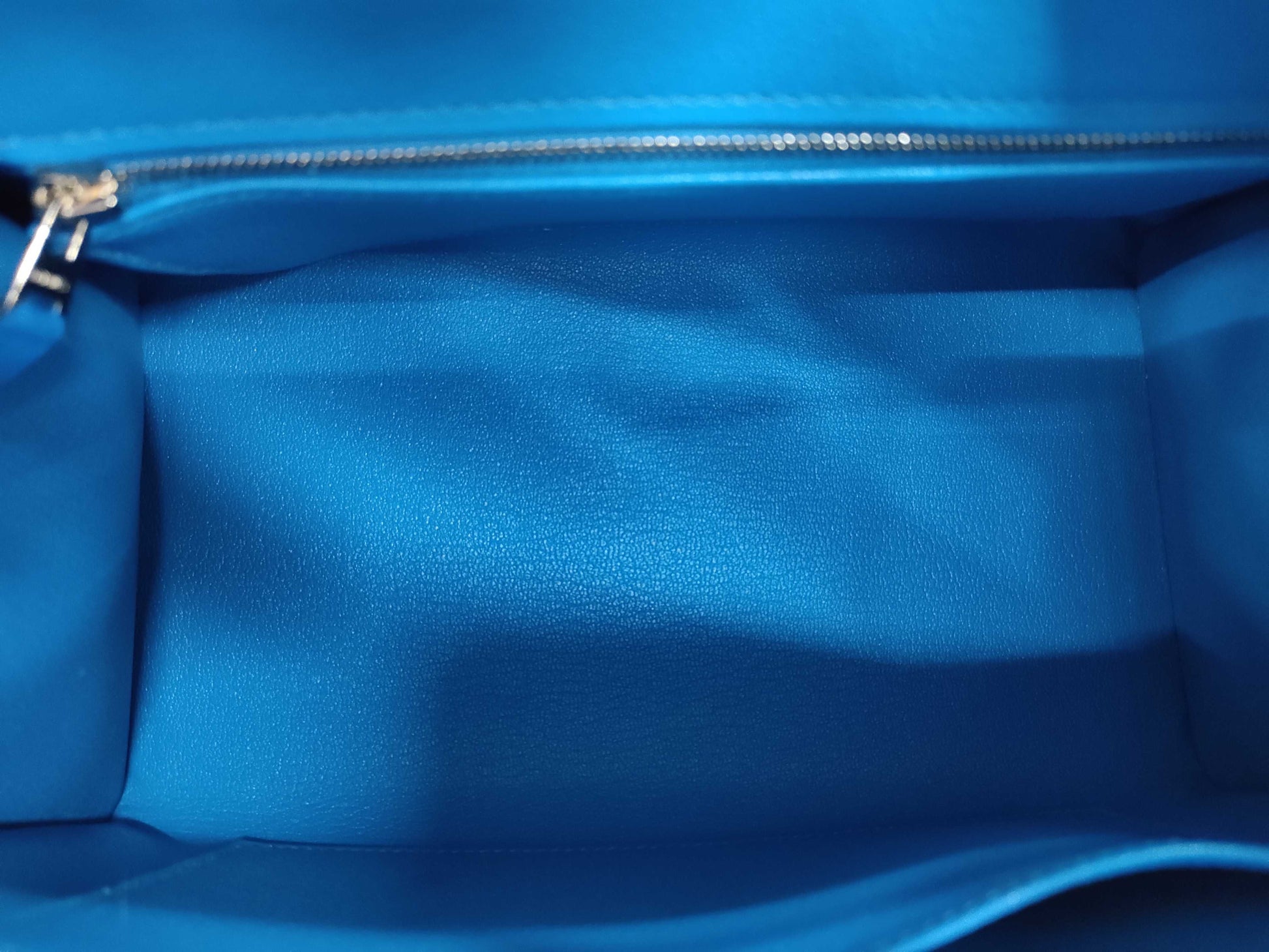 HERMES Birkin 25 Serie Bleu Hydra Epson Silver Hardware K Stamp Handbag