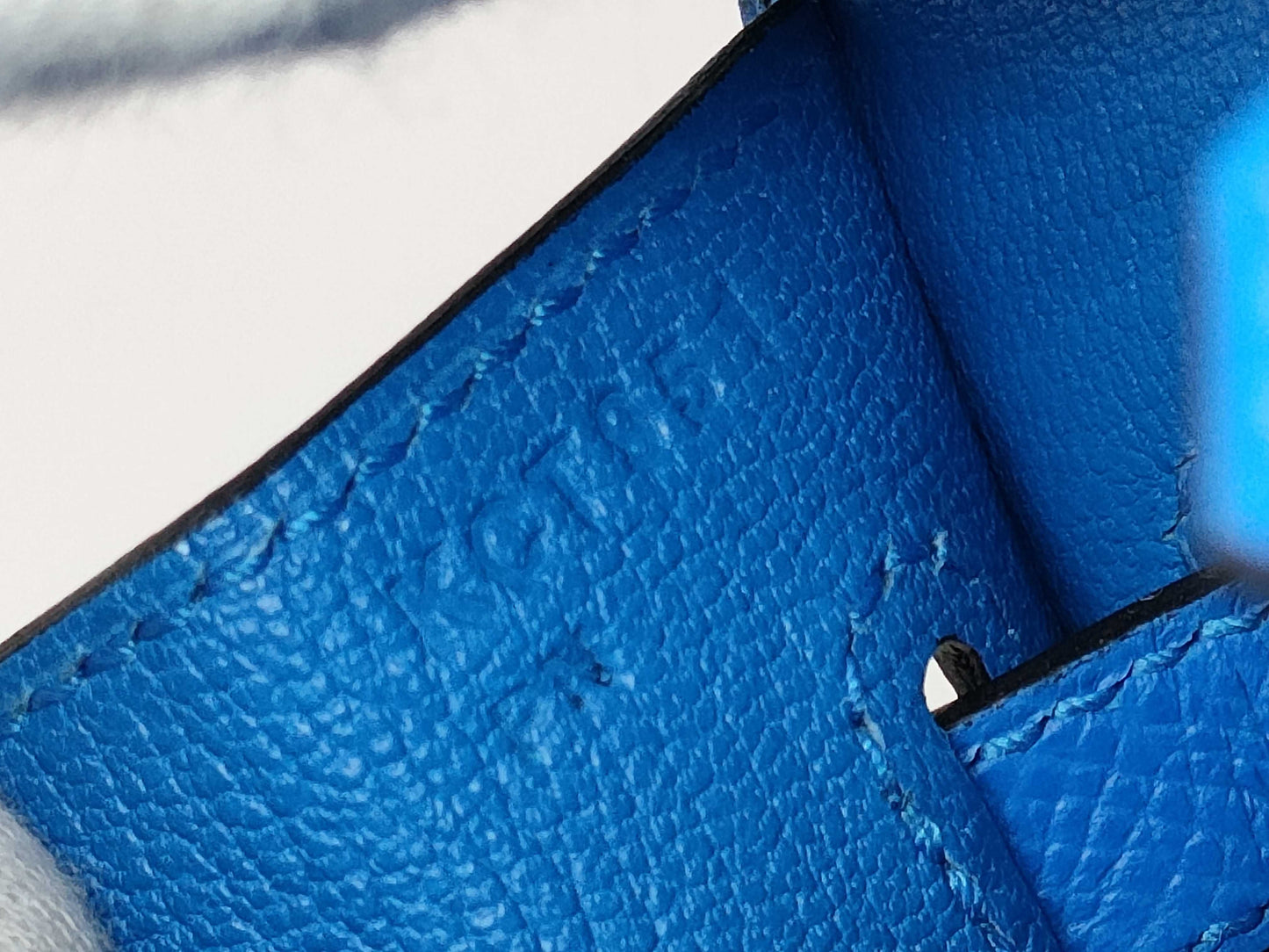 HERMES Birkin 25 Serie Bleu Hydra Epson Silver Hardware K Stamp Handbag
