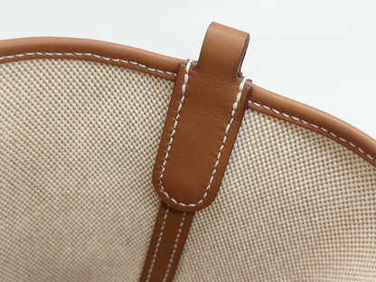 HERMES In the Loop 18 Ecru/Gold Toile/Swift Gold Hardware W Stamp Handbag