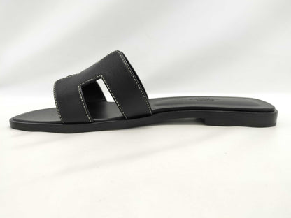HERMES Sandals "Oran" Black Size: 36 Sandals