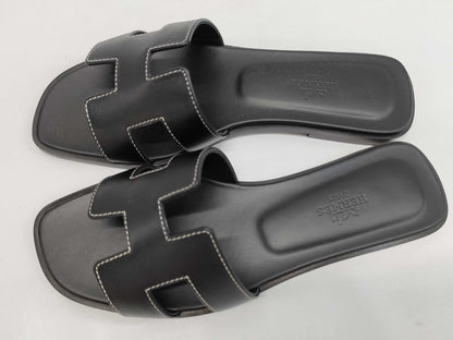 HERMES Sandals "Oran" Black Size: 35.5 Sandals