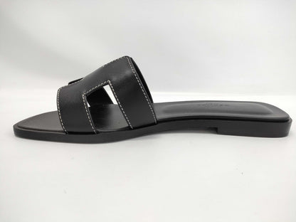 HERMES Sandals "Oran" Black Size: 35.5 Sandals