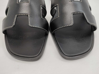HERMES Sandals "Oran" Black Size: 35.5 Sandals
